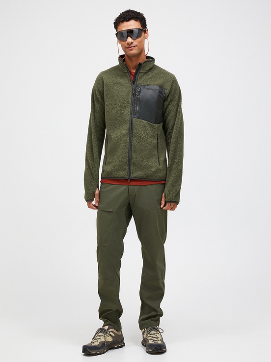 Olive Men Peak Performance Pile Zip Fleece Jacket | US-FLGYW8504