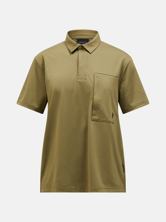 Olive Men Peak Performance Pocket Polo Shirts | US-BLNYQ4563