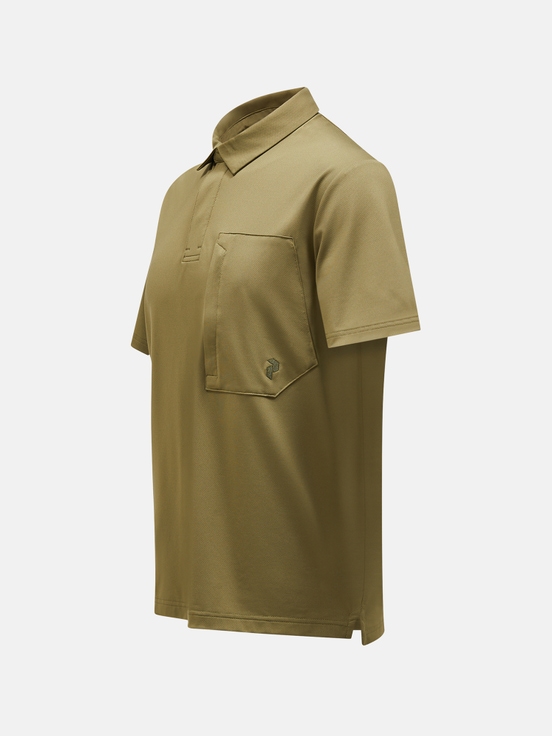 Olive Men Peak Performance Pocket Polo Shirts | US-BLNYQ4563