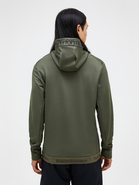 Olive Men Peak Performance Rider Tech Zip Hood Midlayers | US-SHWXT7402