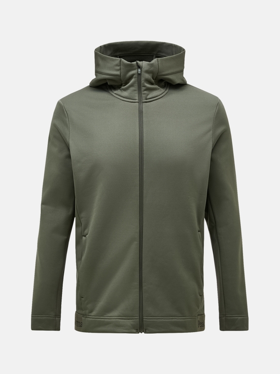 Olive Men Peak Performance Rider Tech Zip Hood Midlayers | US-SHWXT7402