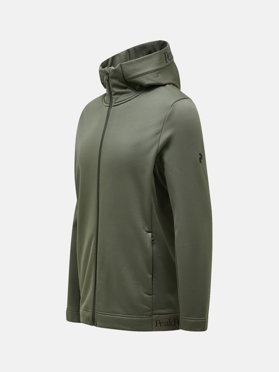 Olive Men Peak Performance Rider Tech Zip Hood Midlayers | US-SHWXT7402