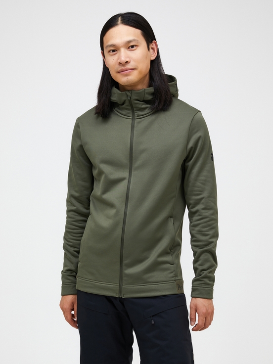 Olive Men Peak Performance Rider Tech Zip Hood Midlayers | US-SHWXT7402