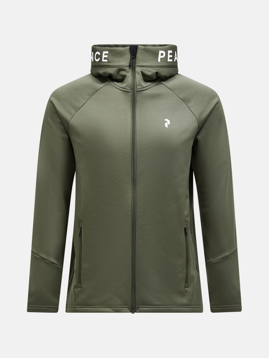 Olive Men Peak Performance Rider Zip Hood Midlayers | US-NEFBC7328