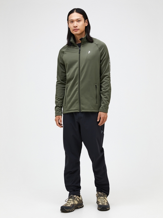 Olive Men Peak Performance Rider Zip Midlayers | US-DTOHK7906