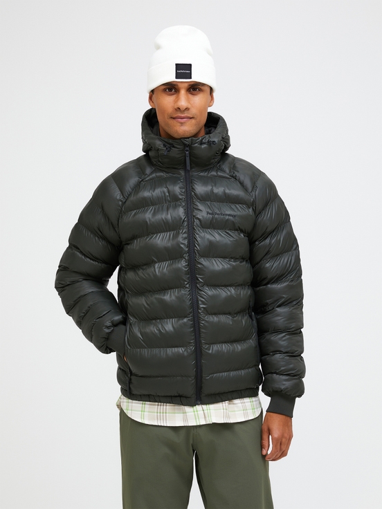 Olive Men Peak Performance Tomic Insulated Hood Winter Jacket | US-GXOMC0176