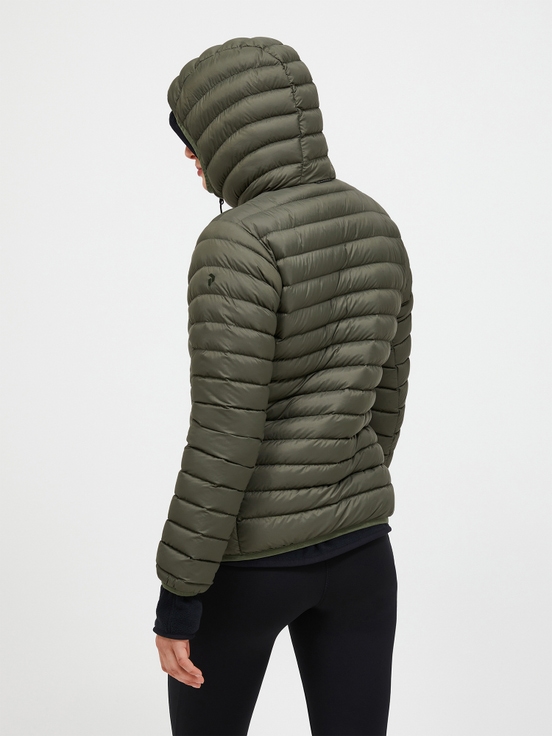 Olive Women Peak Performance Down Liner Hood Down Jacket | US-VDHEQ8962