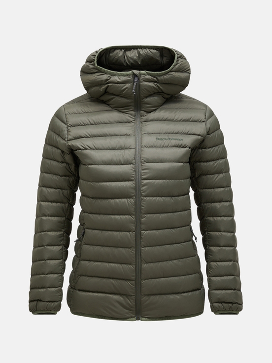 Olive Women Peak Performance Down Liner Hood Down Jacket | US-VDHEQ8962