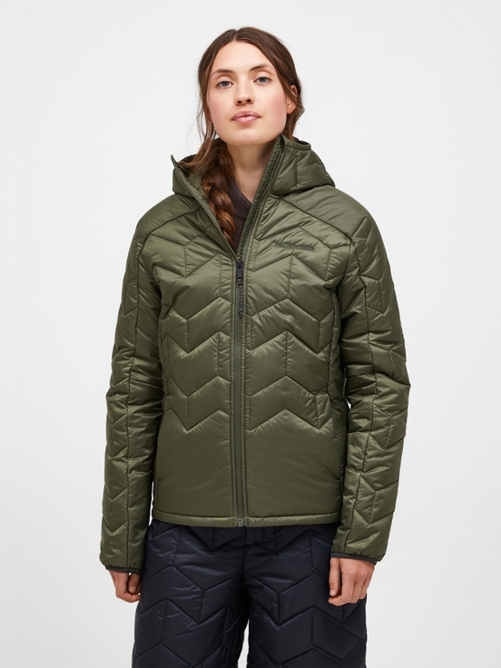 Olive Women Peak Performance Elevate Hood Winter Jacket | US-KYVFZ8217