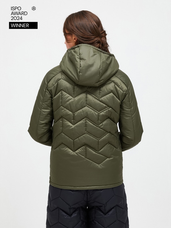 Olive Women Peak Performance Elevate Hood Winter Jacket | US-KYVFZ8217