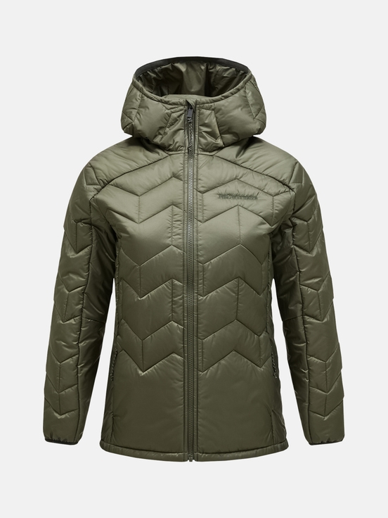 Olive Women Peak Performance Elevate Hood Winter Jacket | US-KYVFZ8217