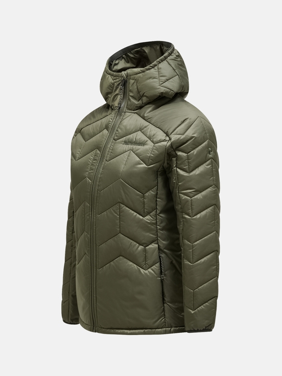 Olive Women Peak Performance Elevate Hood Winter Jacket | US-KYVFZ8217