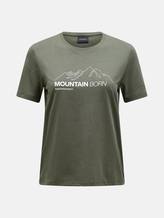 Olive Women Peak Performance Explore Graphic T-shirt | US-UNOIX1654