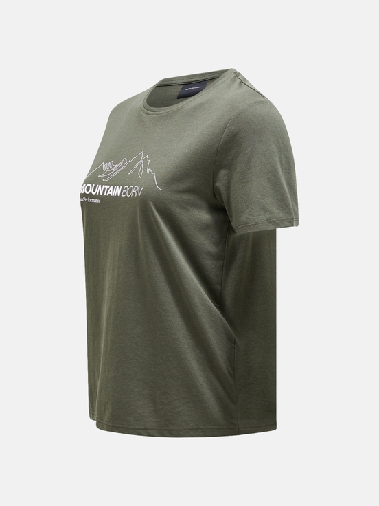 Olive Women Peak Performance Explore Graphic T-shirt | US-UNOIX1654