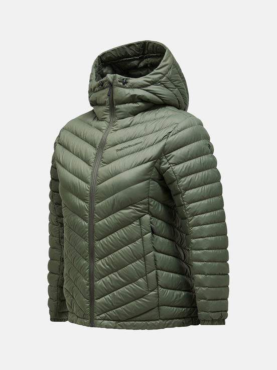 Olive Women Peak Performance Frost Hood Down Jacket | US-IBSHK2579