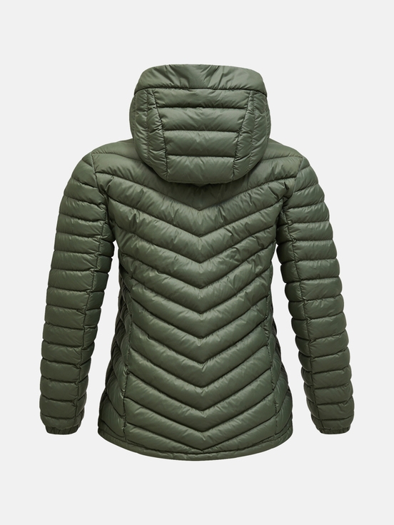 Olive Women Peak Performance Frost Hood Down Jacket | US-IBSHK2579