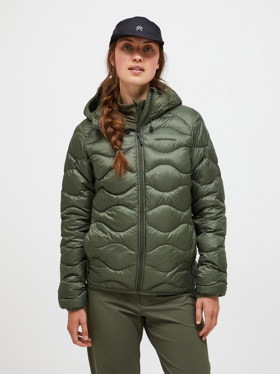 Olive Women Peak Performance Helium Hood Down Jacket | US-UXBEY4691