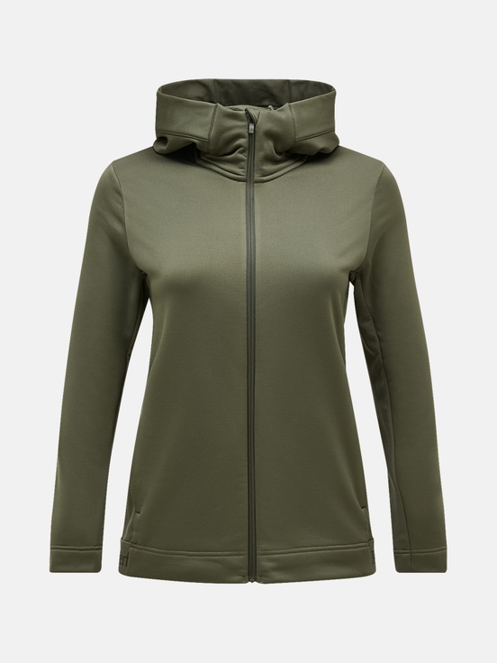 Olive Women Peak Performance Rider Tech Zip Hood Midlayers | US-TKZPG3950