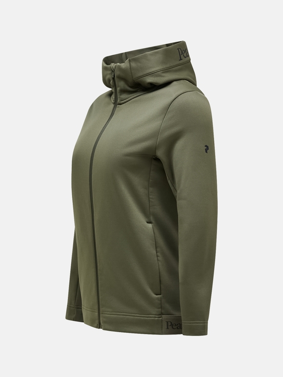 Olive Women Peak Performance Rider Tech Zip Hood Midlayers | US-TKZPG3950