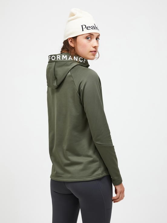 Olive Women Peak Performance Rider Zip Hood Midlayers | US-DMKSF2548