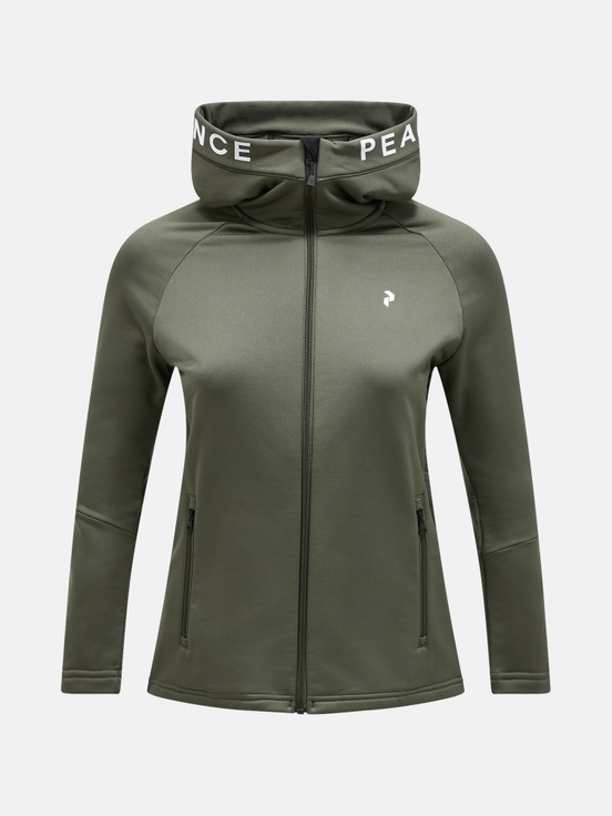 Olive Women Peak Performance Rider Zip Hood Midlayers | US-DMKSF2548