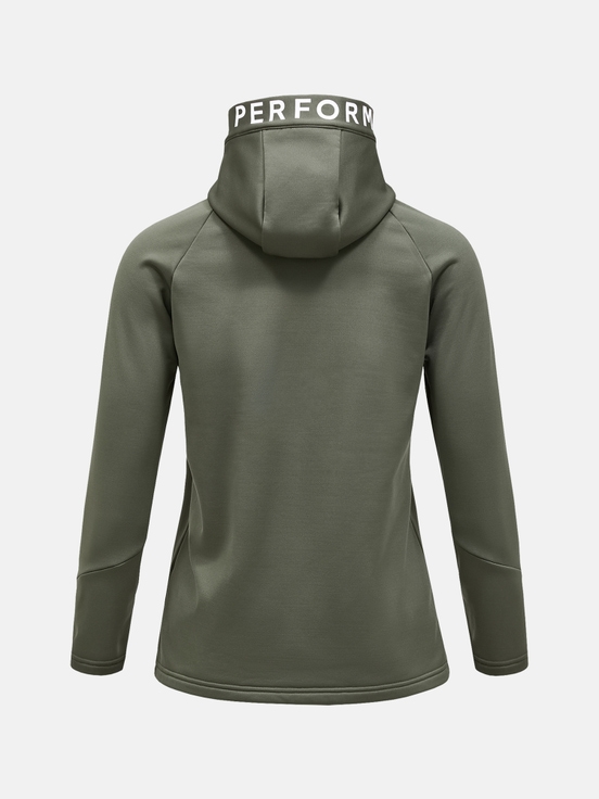 Olive Women Peak Performance Rider Zip Hood Midlayers | US-DMKSF2548