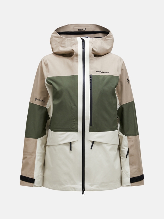 Olive / Beige / Cream Women Peak Performance Gravity Gore-tex 3l Shell Ski Jacket | US-XMTQG2670