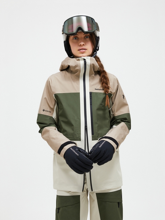 Olive / Beige / Cream Women Peak Performance Gravity Gore-tex 3l Shell Ski Jacket | US-XMTQG2670