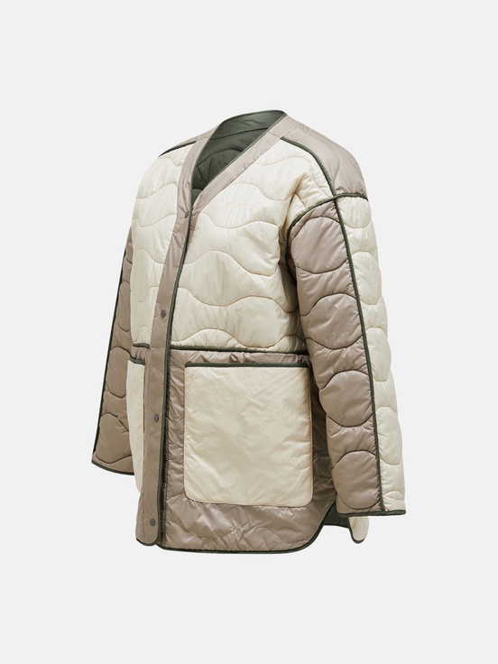 Olive / Cream Women Peak Performance Helium Reversable Winter Jacket | US-QWXHR4310