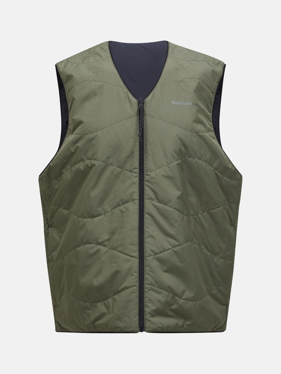 Olive / Dark Blue Men Peak Performance Insulated Reversible Vest | US-EQUZI3079