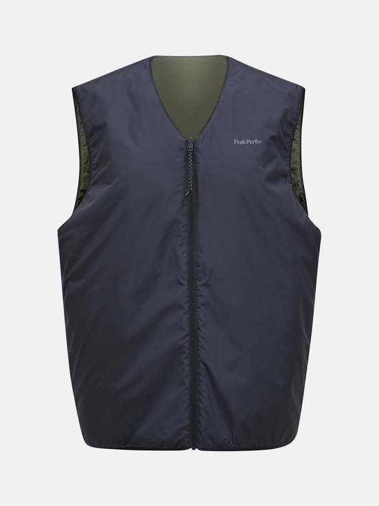 Olive / Dark Blue Men Peak Performance Insulated Reversible Vest | US-EQUZI3079