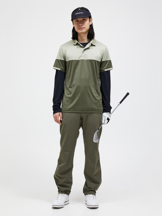 Olive / Light Green Men Peak Performance Player Block Polo Shirts | US-ALOJD1387