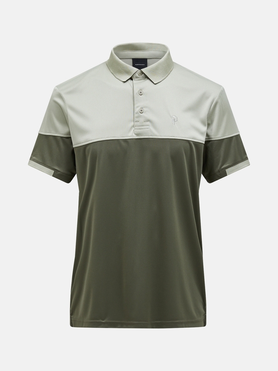 Olive / Light Green Men Peak Performance Player Block Polo Shirts | US-ALOJD1387