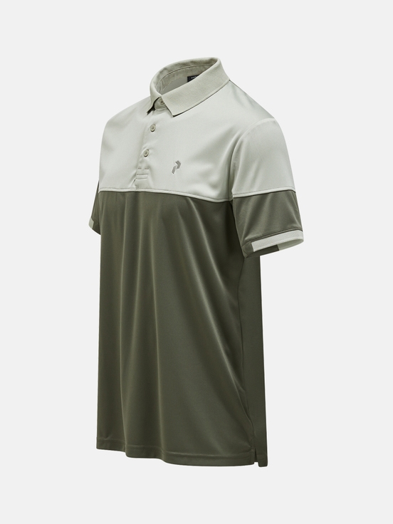 Olive / Light Green Men Peak Performance Player Block Polo Shirts | US-ALOJD1387