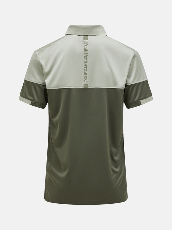 Olive / Light Green Men Peak Performance Player Block Polo Shirts | US-ALOJD1387