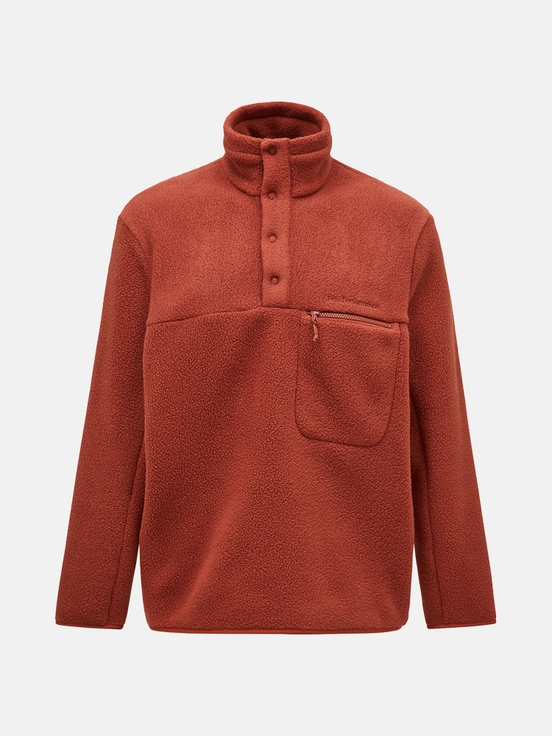 Orange Brown Men Peak Performance Fleece Snap T-neck Sweater | US-KBARO3260