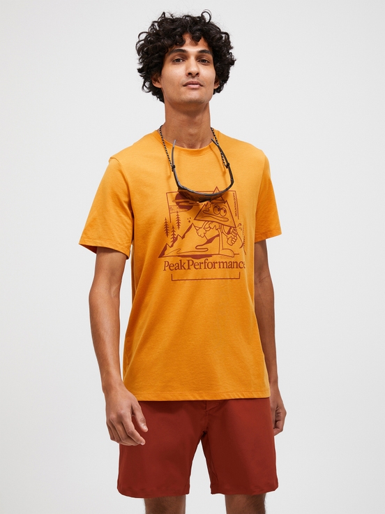 Orange Men Peak Performance Explore Graphic T-shirt | US-CDGWX4908