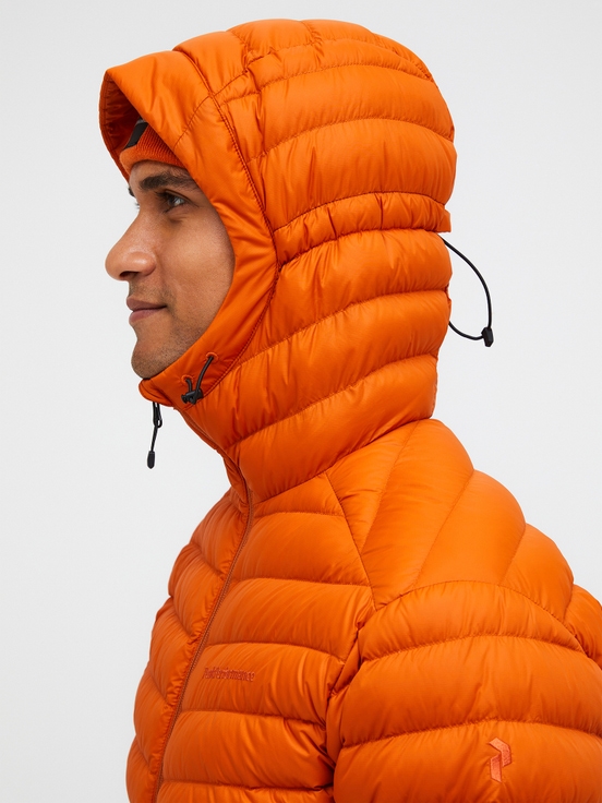 Orange Men Peak Performance Frost Hood Down Jacket | US-DSJQW5738