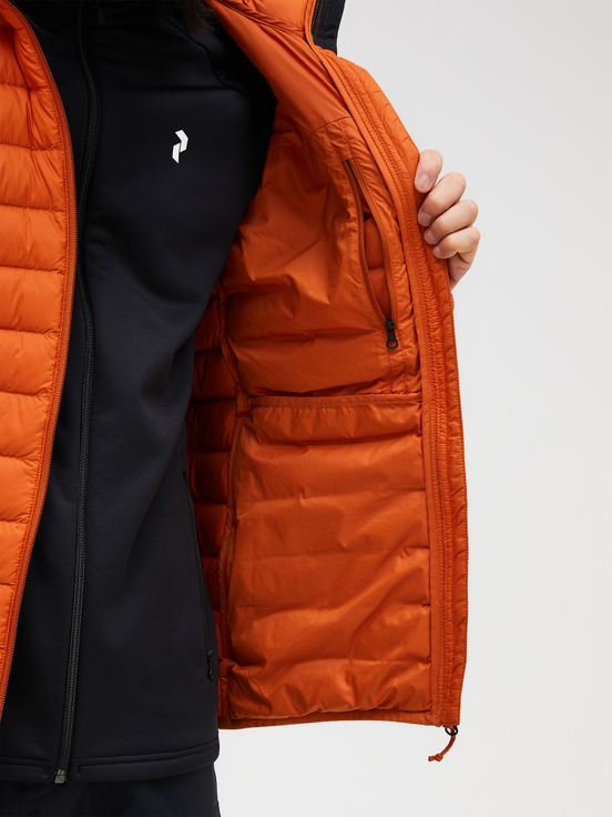 Orange Men Peak Performance Liner Hood Down Jacket | US-WUIVP9406