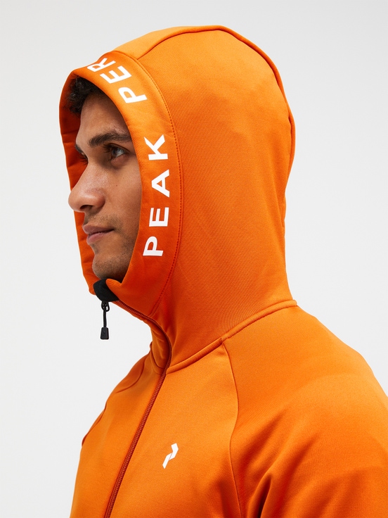 Orange Men Peak Performance Rider Zip Hood Midlayers | US-MUCBN0749