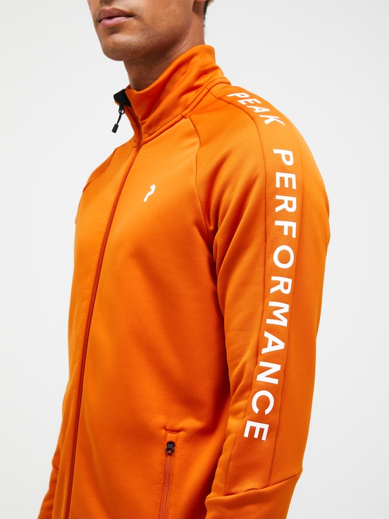 Orange Men Peak Performance Rider Zip Midlayers | US-AXPEN2764