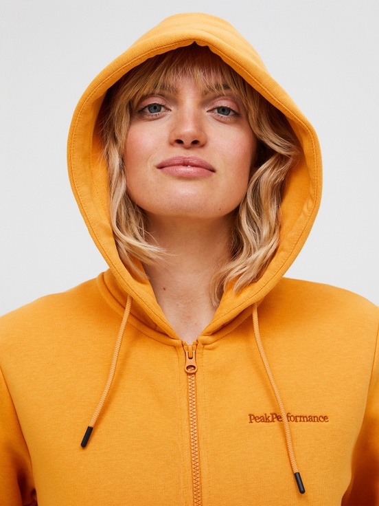 Orange Women Peak Performance Original Small Logo Zip Hoodie | US-DQMIT0716