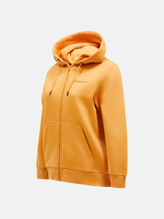 Orange Women Peak Performance Original Small Logo Zip Hoodie | US-DQMIT0716