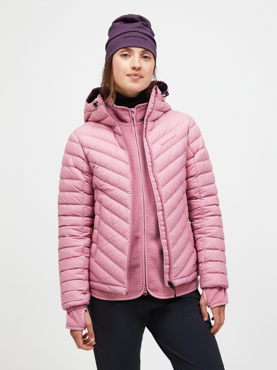 Pink Women Peak Performance Frost Hood Down Jacket | US-FMGLD5062