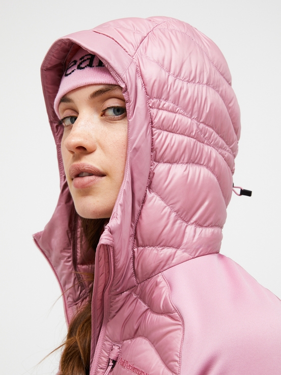 Pink Women Peak Performance Helium Hybrid Hood Down Jacket | US-EZVQM6410