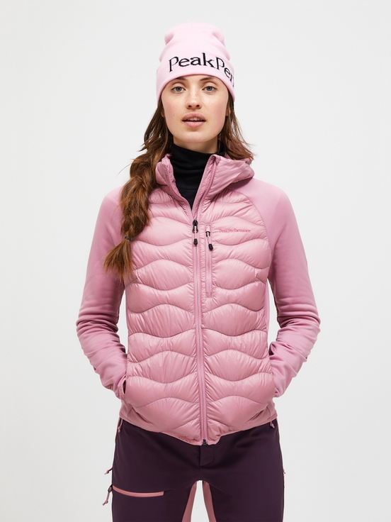 Pink Women Peak Performance Helium Hybrid Hood Down Jacket | US-EZVQM6410