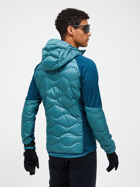 Turquoise Men Peak Performance Helium Hybrid Hood Down Jacket | US-PFHKW2635