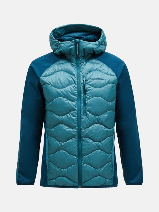 Turquoise Men Peak Performance Helium Hybrid Hood Down Jacket | US-PFHKW2635