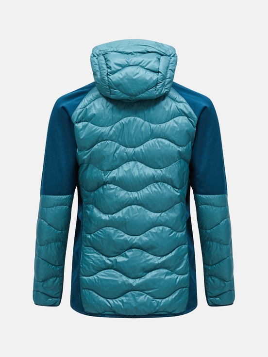 Turquoise Men Peak Performance Helium Hybrid Hood Down Jacket | US-PFHKW2635