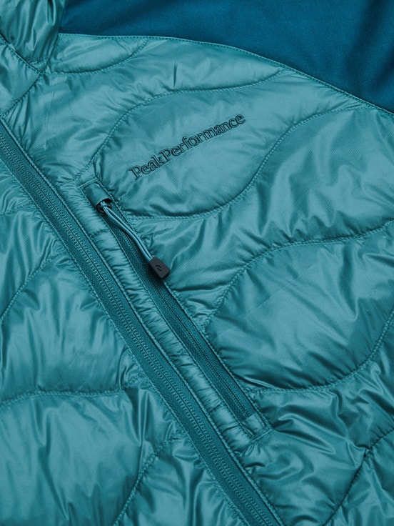 Turquoise Men Peak Performance Helium Hybrid Hood Down Jacket | US-PFHKW2635